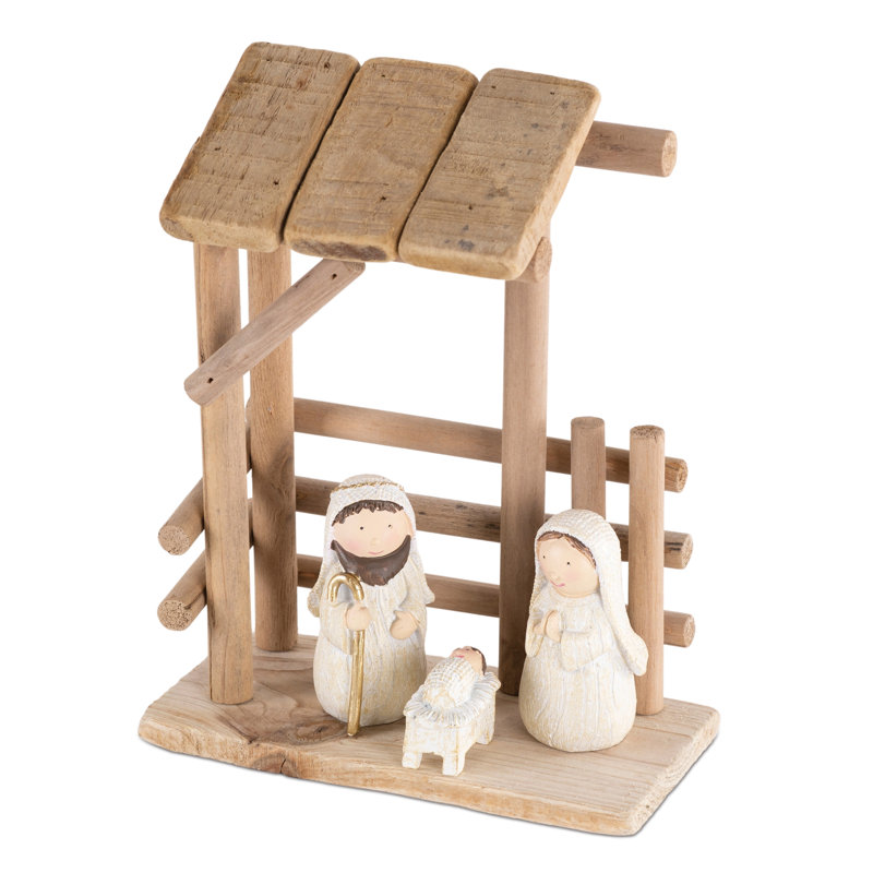Crèche de Noël crèche en bois H 9 po