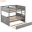 Lit superposé double gris avec lit gigogne simple amovible-228370883