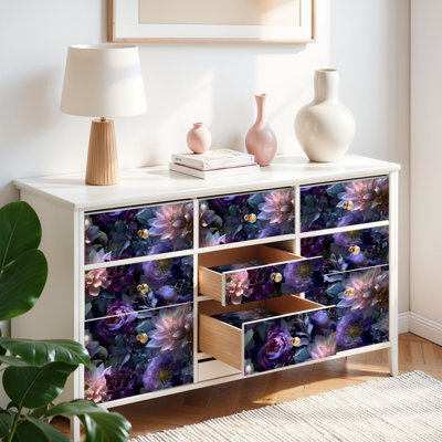 Papier peint auto-adhésif de luxe à motif de feuillage floral indigo auto-adhésif et amovible 17,7 po x 118 po (45 x 300 cm)