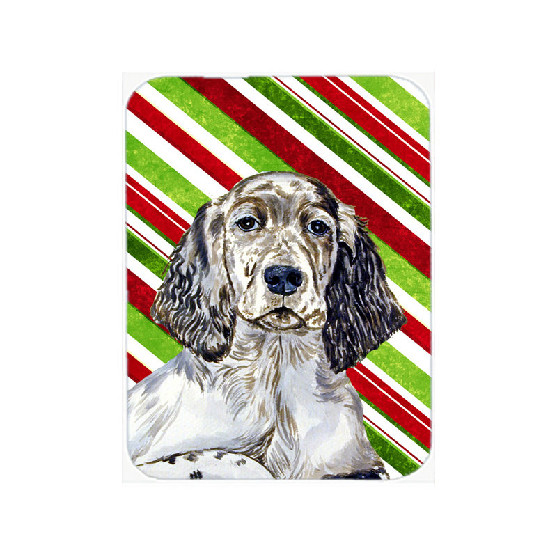 East Urban Home English Setter Candy Cane Holiday Christmas Glass Cutting Board