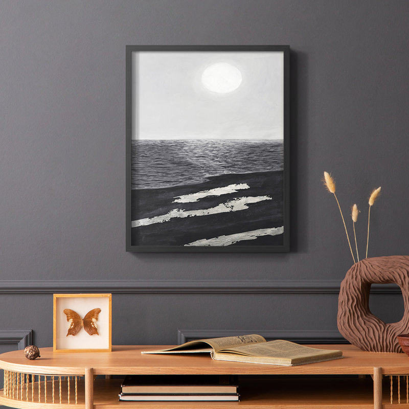 «Silver Shoreline I», reproduction encadrée - bois massif, Cadre simple noir, H 10 po x l 8 po
