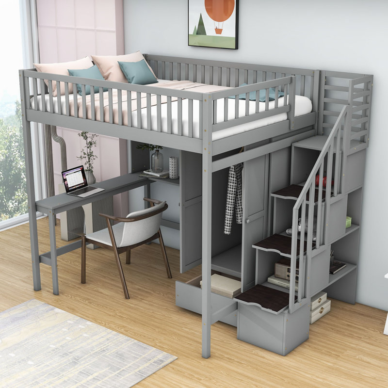 Harriet Bee Heflick Kids Full Loft Bed with Drawers | Wayfair