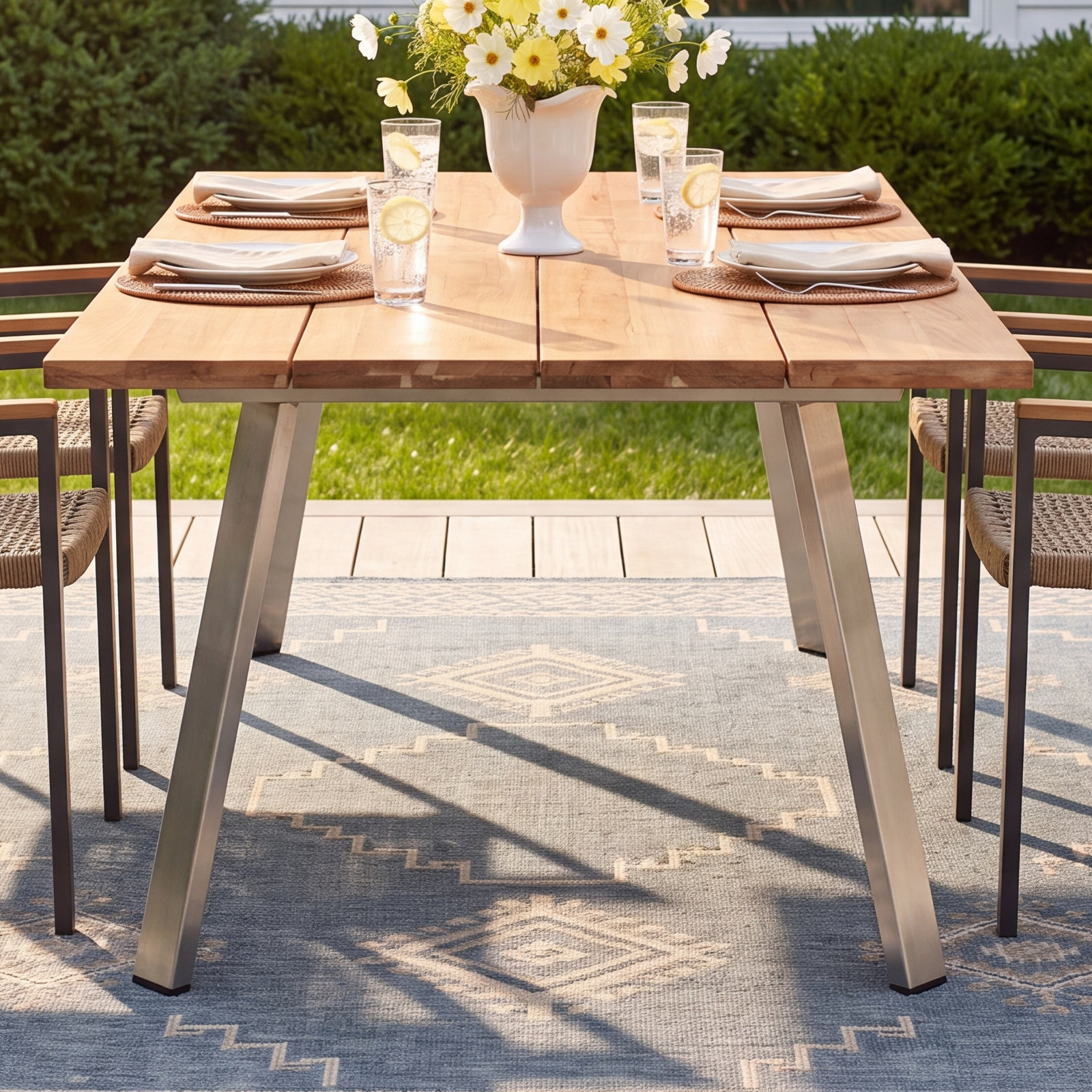 Richelle 79'' Wood Outdoor Dining Table