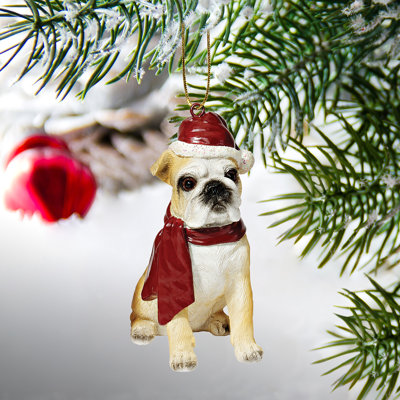 Sculpture bouledogue de Noël