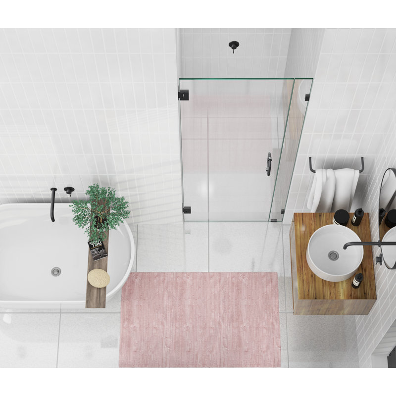 Illume 31.5 in. x 78 in. Fully Frameless Wall Hinge Shower Door, Matte Black