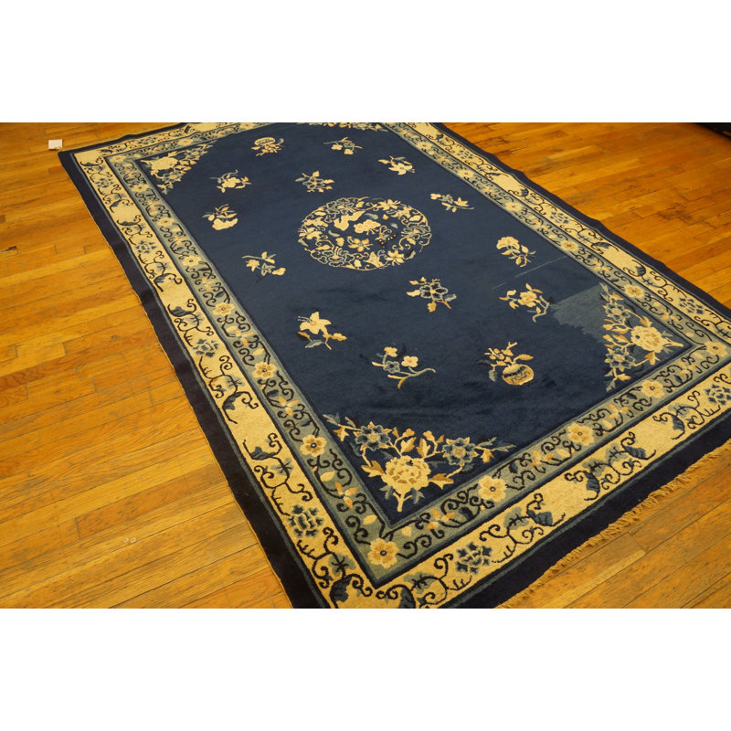 Blue Late 19th century Antique Chinese Small Scatter Size Peking Rug