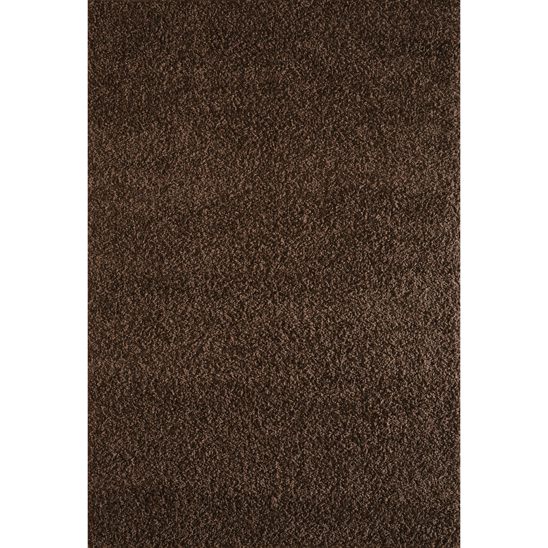 Tapis brun doux et douillet tissé à la machine Pera, Rectangle 6 pi 8 po x 9 pi 7 po