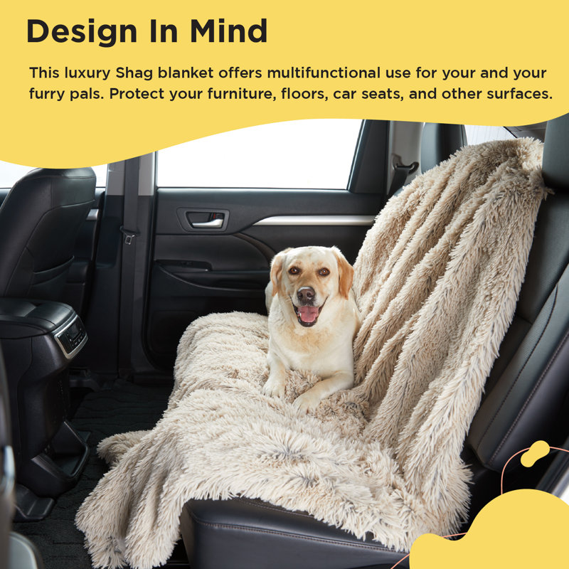 Large Taupe Orthopedic Waterproof Shag Dog Blanket