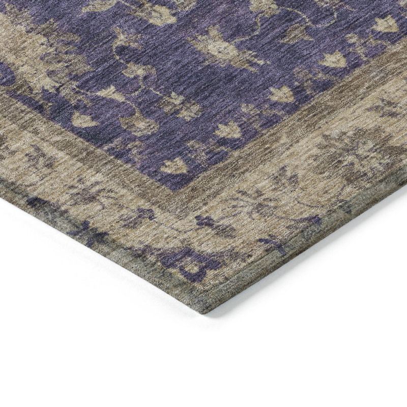 Machine Washable Indoor/Outdoor Xhevrie Purple Rug, Round 8'