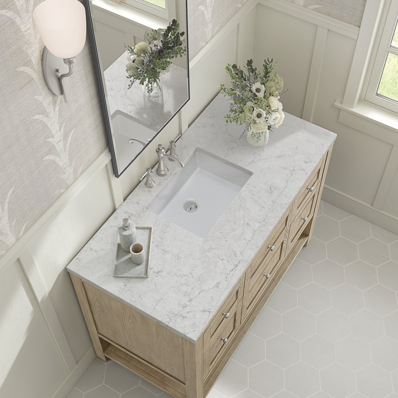 Breckenridge 48'' W Single Vanity, Eternal Jasmine Pearl, Whitewashed Oak
