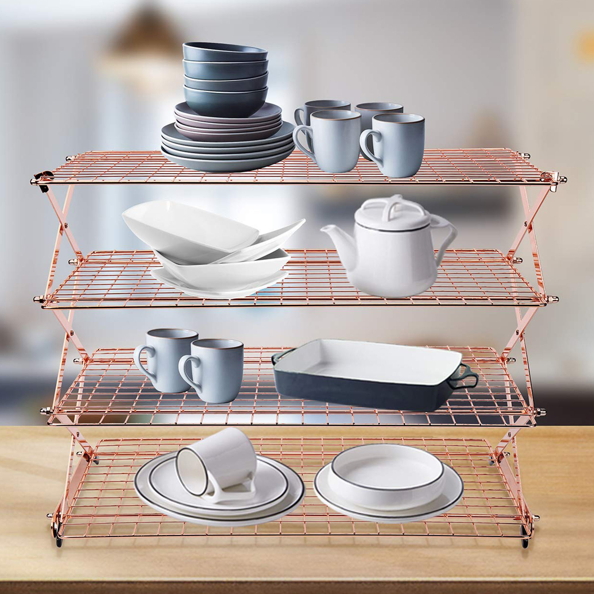 Baking Rack Stack Stackable Cooling Rack For Cookies 4-Tier Collapsible Baking Cooling ...