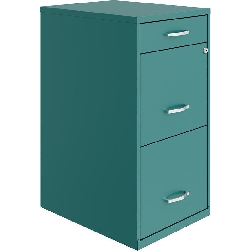 18" 3-Drawer Modern Metal Organizer File Cabinet, Green