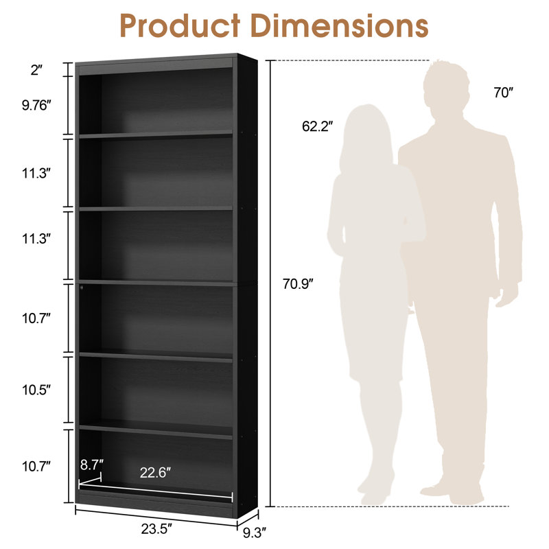 Bibliothèque standard H 70,9 "à 6 niveaux, Black