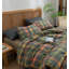 Ensemble de housse de couette à carreaux avec housse de couette réversible en coton délavé de grande taille et housse de couette Buffalo Grid avec 2 taies d'oreiller pour homme (orange / gris / vert, grand)
