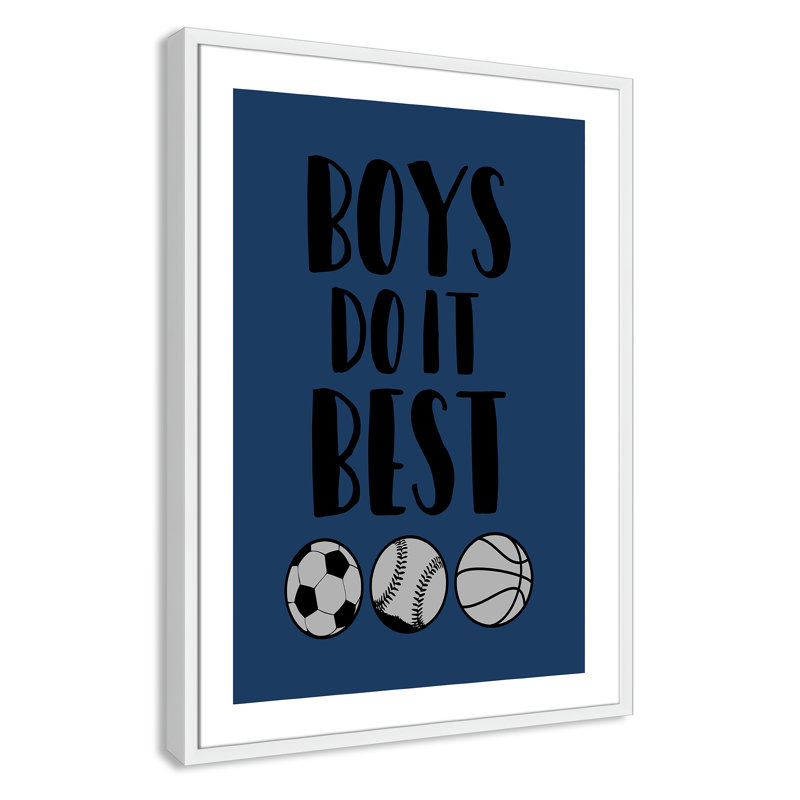 «Boy Do It», art encadré, H 35,5 po x l 25,5 po x P 1,18 po, Cadre blanc