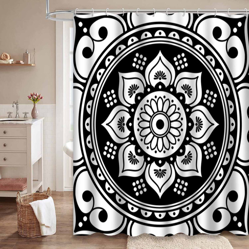 Rideau de douche noir imperméable, rideaux de douche pour la salle de bain avec 12 crochets, 72" L x 78" W