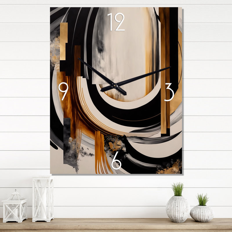 Touch Art Deco IV - Horloge murale moderne abstraite, H 40 po x l 30 po