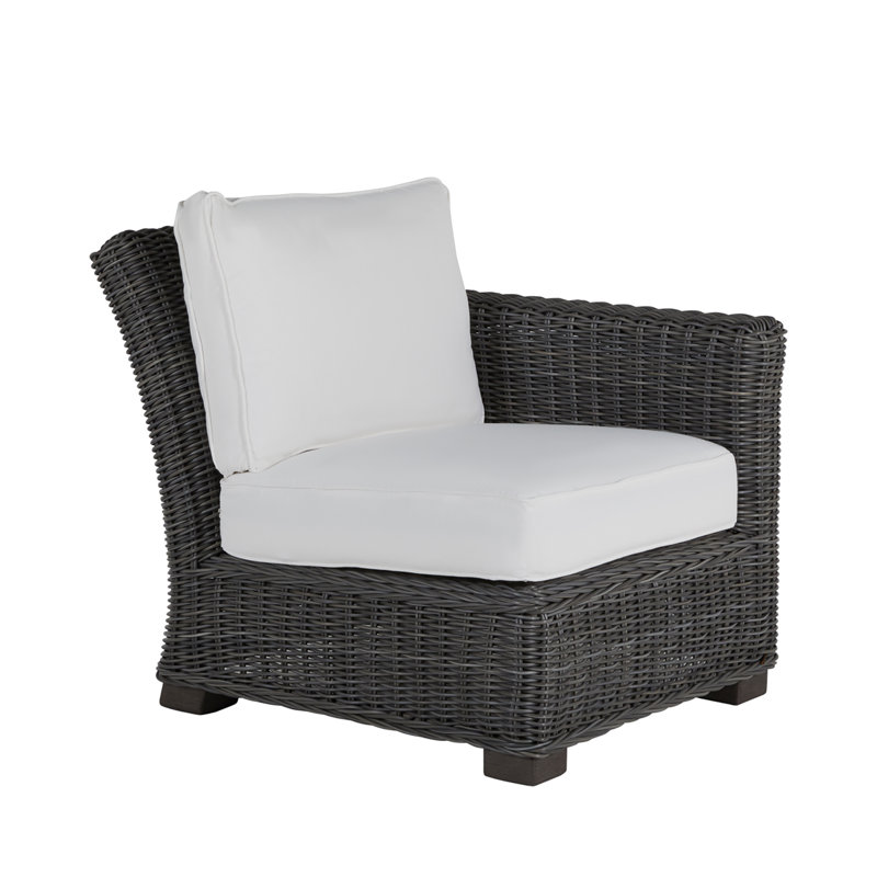 Rustic Patio Lounge Chair with Cushions, Welt, Intermix Bark, Slate Gray