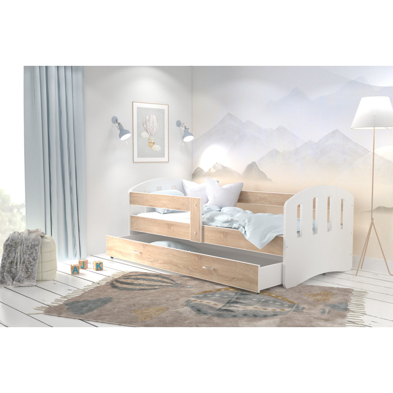 Nikolai Drawer Convertible Bed, white/Grey, 80 x 160 cm, No