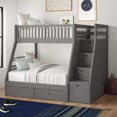 Mimi Twin Over Full Bunk Bed with Underneath Drawers and Staircase