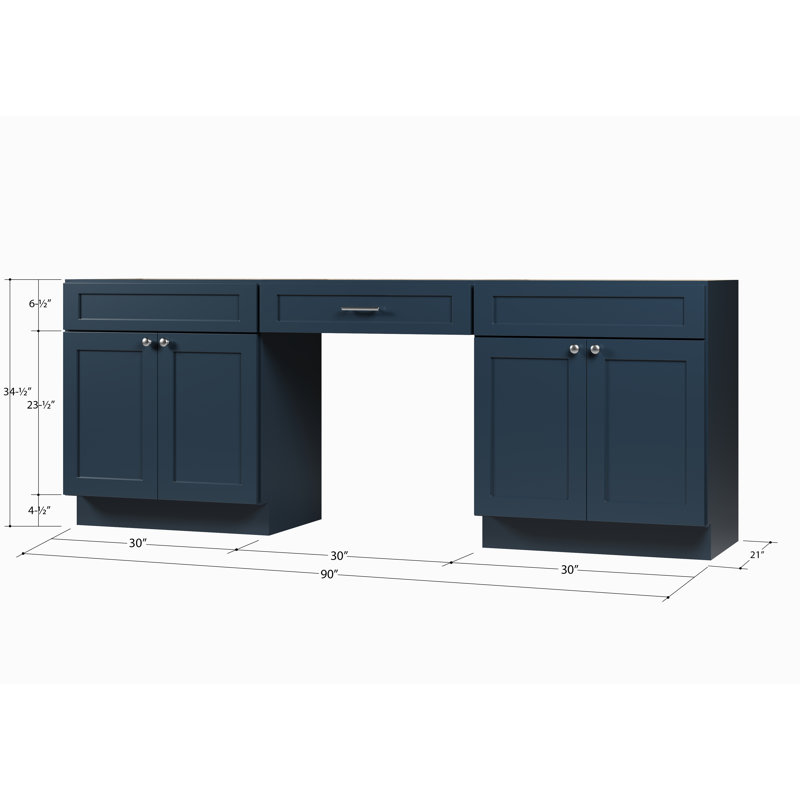 Base de meuble-lavabo double 90 po seulement, Bleu