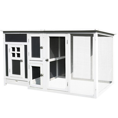 Outdoor Chicken House 63", Wooden With Run Area, Nesting Box, , Easy To Manage 63" Coop Waterproof Roof, Wood, Spacious Interior Design