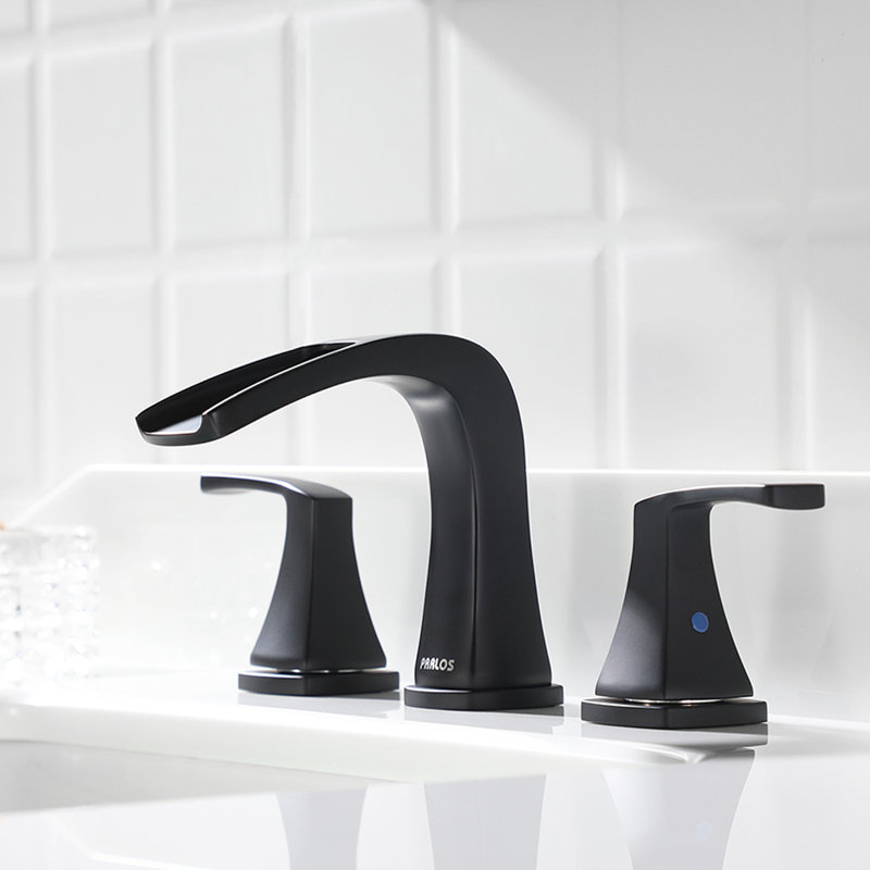 Doris Widespread 2-handle Bathroom Faucet with Drain Assembly, Matte Black