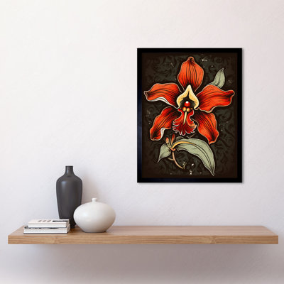 Aarez Red Orchid 1 Piece Single Picture Frame Wall Art