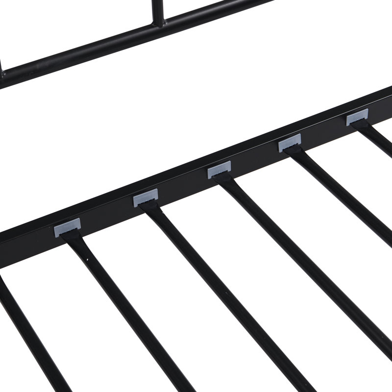 Lit de jour avec couchette en noir - aspect et fonctionnalité modernes, structure en métal pour la durabilité, économie d'espace, expérience stable et silencieuse, assemblage facile, s'adapte à toutes les tailles de matelas, couleur prise en charge de 250/350 lb