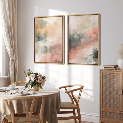 Coups de peinture abstraits, modernes et lumineux, grunge, vert, peinture encadrée, salon