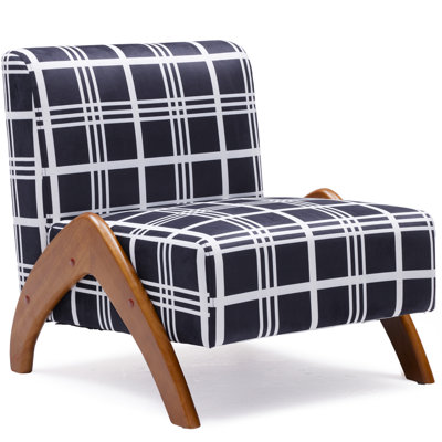 Upholstered Accent Chair with Wooden Legs by George Oliver