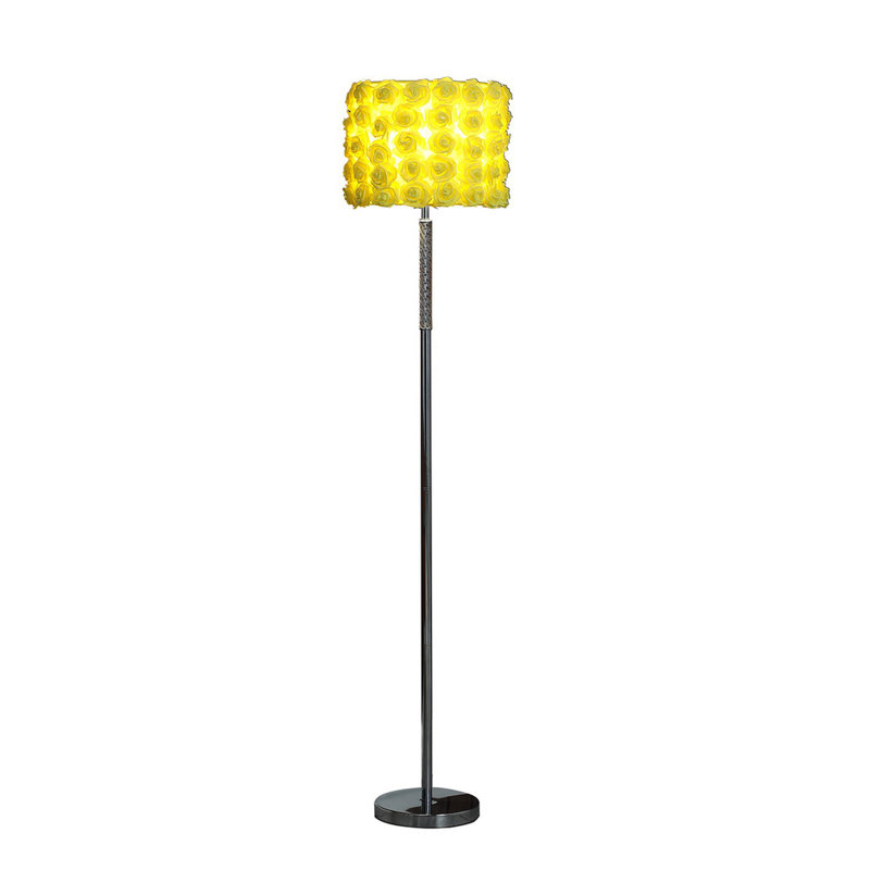 63"In Yellow Roses In Bloom Acrylic/Metal Floor Lamp, Yellow