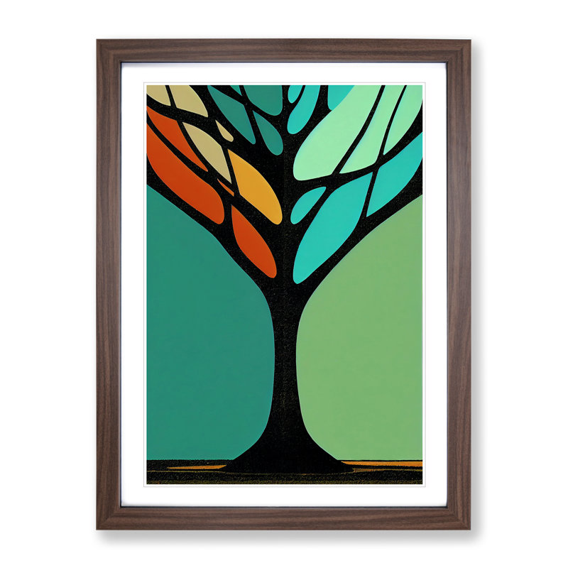 Unique Abstract Tree No.3 - Single Picture Frame Painting, 46cm H x 34cm W x 2cm D, Walnut Framed