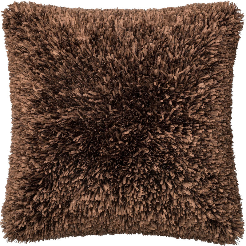 Loloi 22" Brown Square Shag Decorative Pillow