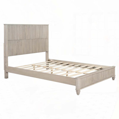 Bed Frame with Headboard,Tall Headboard Natural Wood Bed