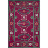 Athena Oriental Area Rug in Blue/Fuchsia/Green