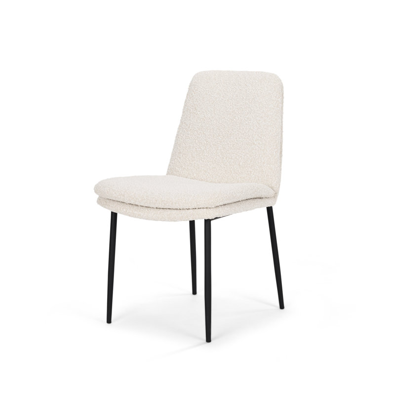 Mills 19'' H Upholstered Metal Side Chair, Cream