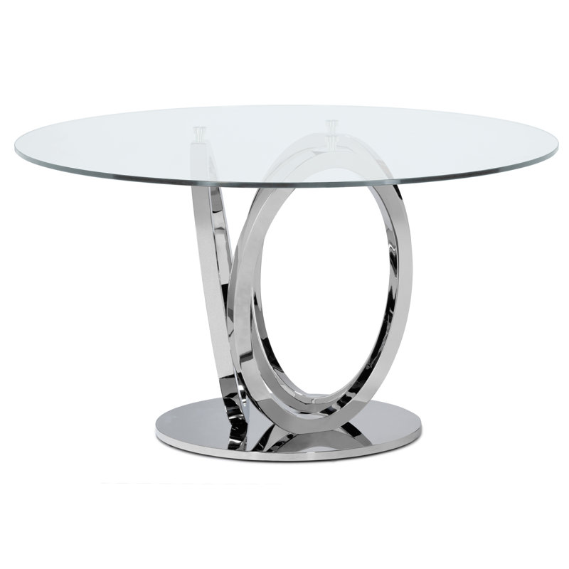 Table de salle à manger à piédestal de 51 po Alverna, Argent