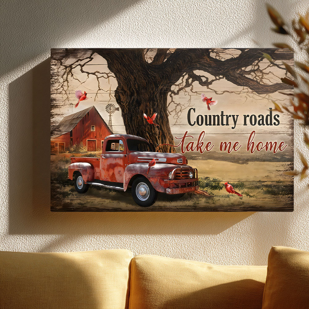 August Grove® Country Roads Red Truck & Barn Canvas Wall Art (Rural ...