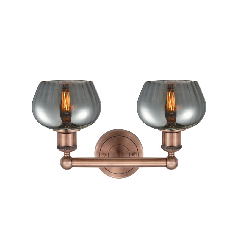 Éclairage pour meuble-lavabo à 2 lumières, Cuivre antique, Plaqué couleur fumée