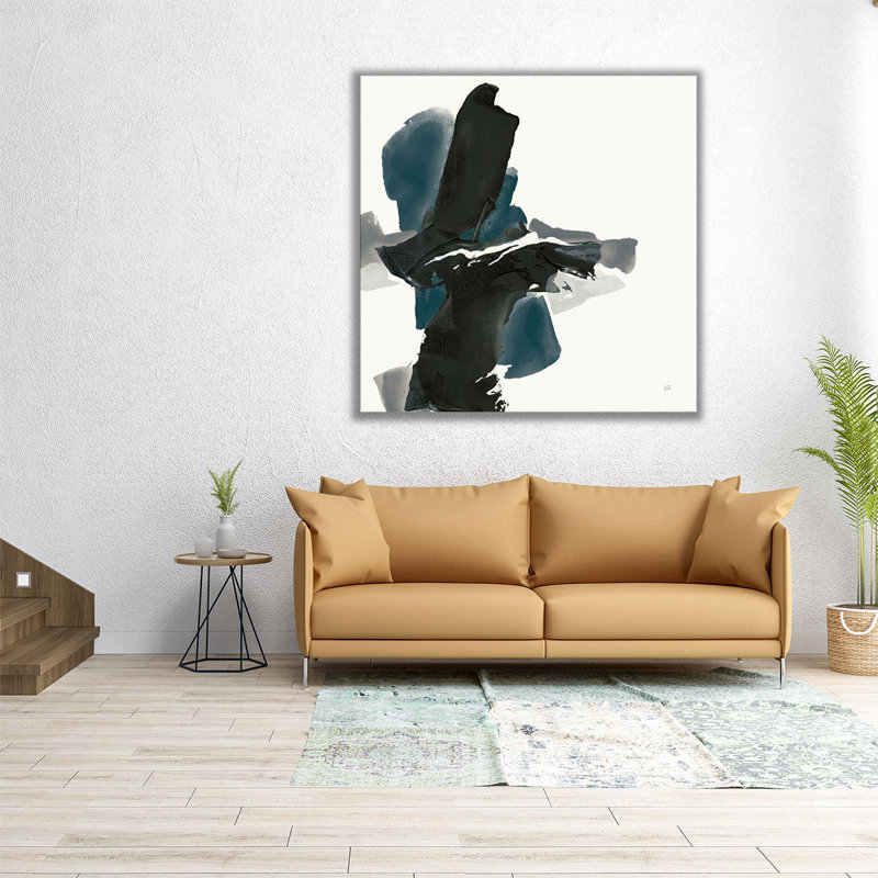 «Black and Dark Teal IV», reproduction d'art sur toile, H 40 po x l 40 po