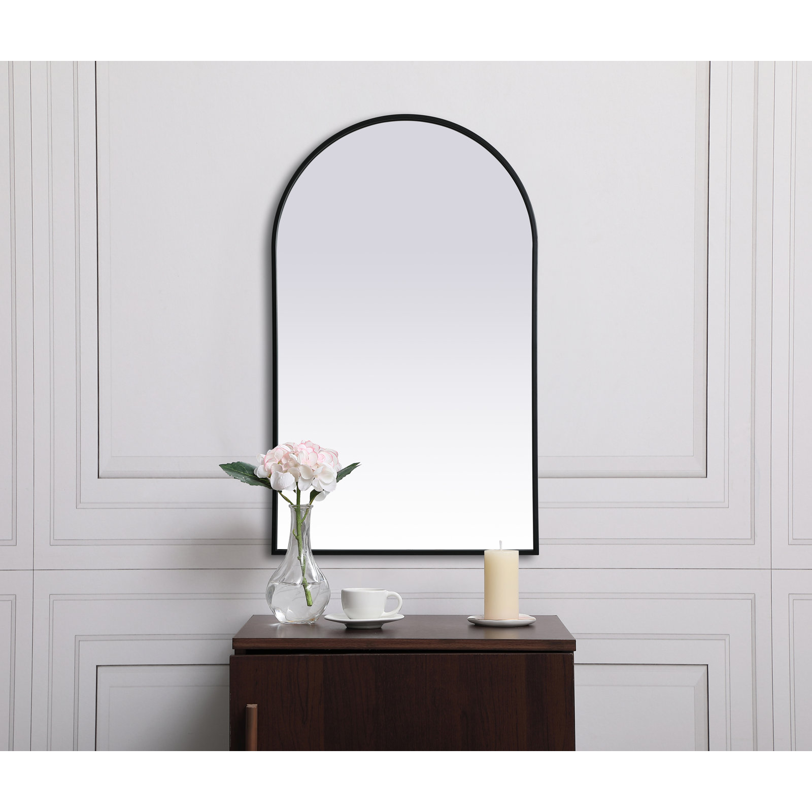 Sabine Metal Arch Wall Mirror, Black, 40" x 24"