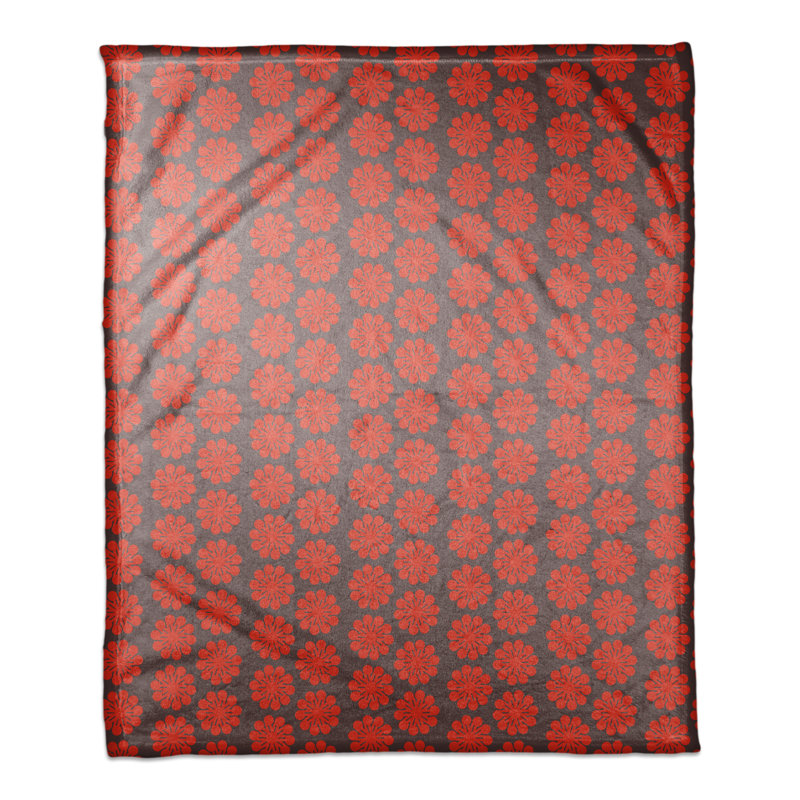  Couverture à motif floral, rouge