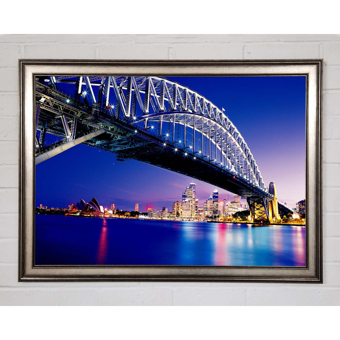 Sydney Harbour Bridge Blue Night Gerahmter Druck