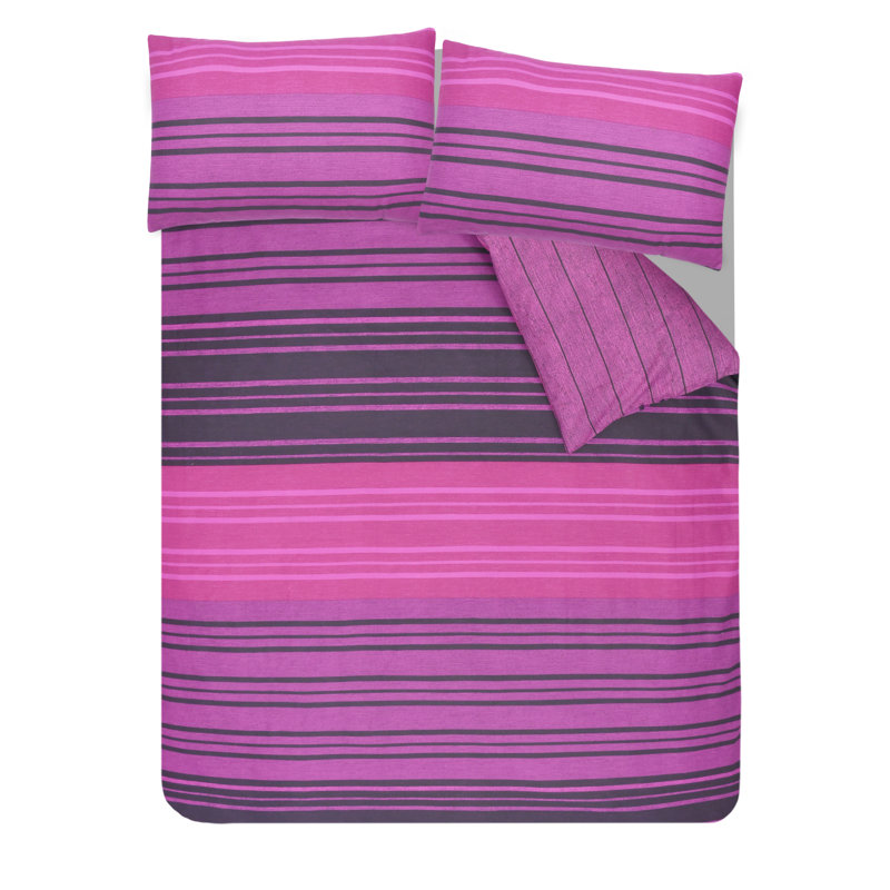 Crestmoor Striped Duvet Cover with Pillowcases, Single - 1 Standard Pillowcase, Purple