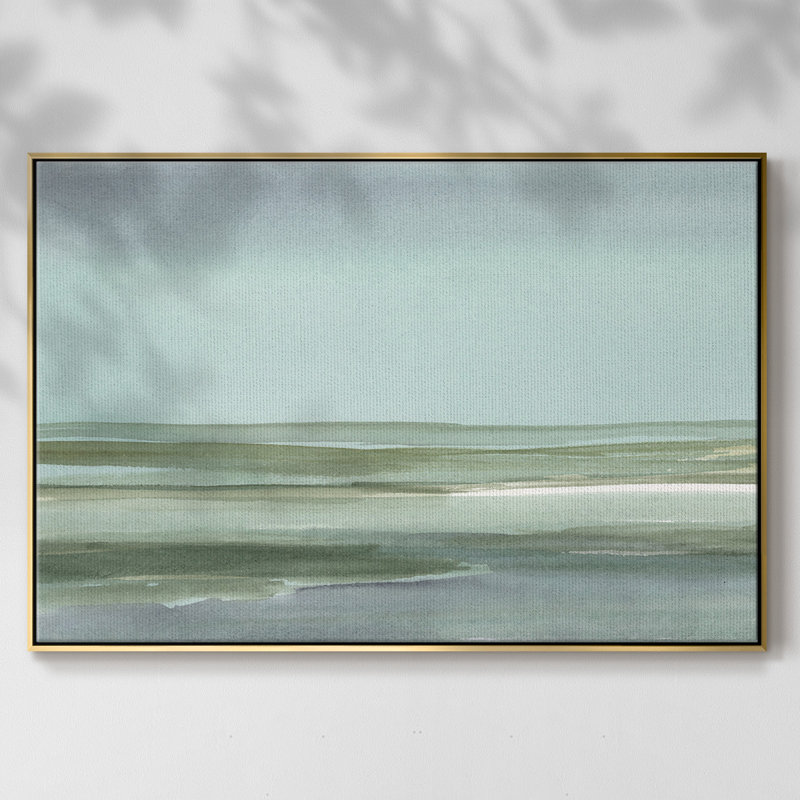 " Aqua Reflections I ", Gold Framed Canvas, 17" H x 25" W x 2" D