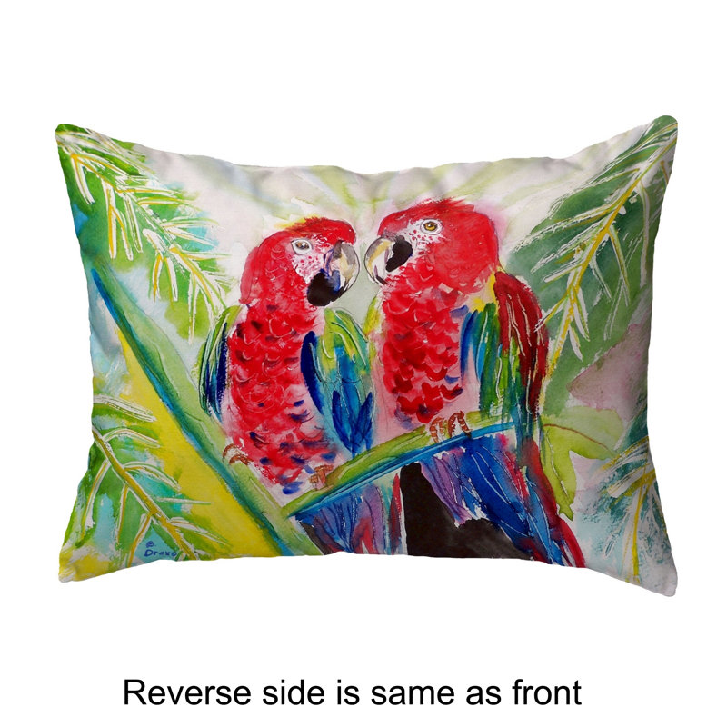  Two Parrots Indoor/Outdoor Lumbar Pillow, 11" x 14"