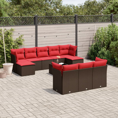 Ensemble de canapé de patio avec coussins en rotin de polyester