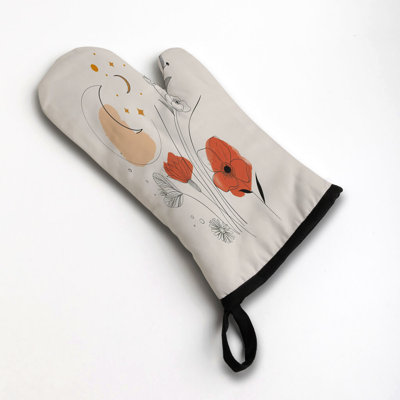 Flora Outline Oven Mitt Cotton Twill