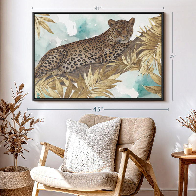 «Golden Leopard Wall Art», H 29 po x l 43 po